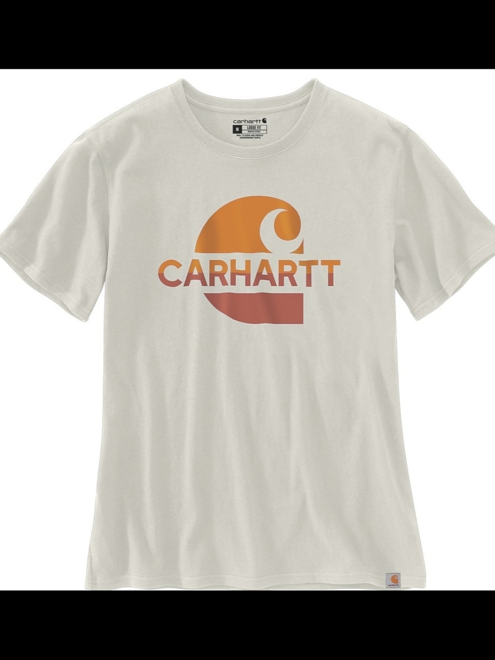 Carhartt Heavyweight Graphic Tee with Orange and Rust Logo Size M